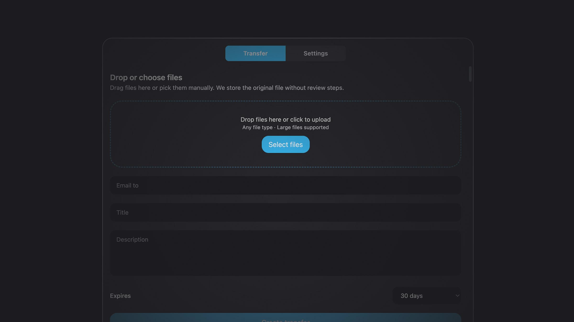 Easy Transfer – sending files in Exportlab