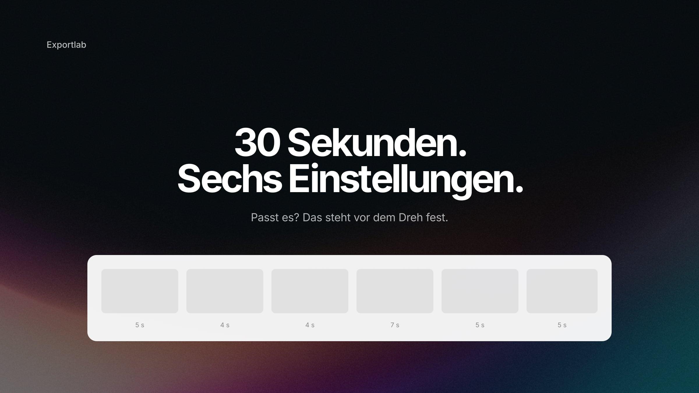 Storyboard-Panels mit Bildausschnitt, Kameranotiz und Dauer je Einstellung