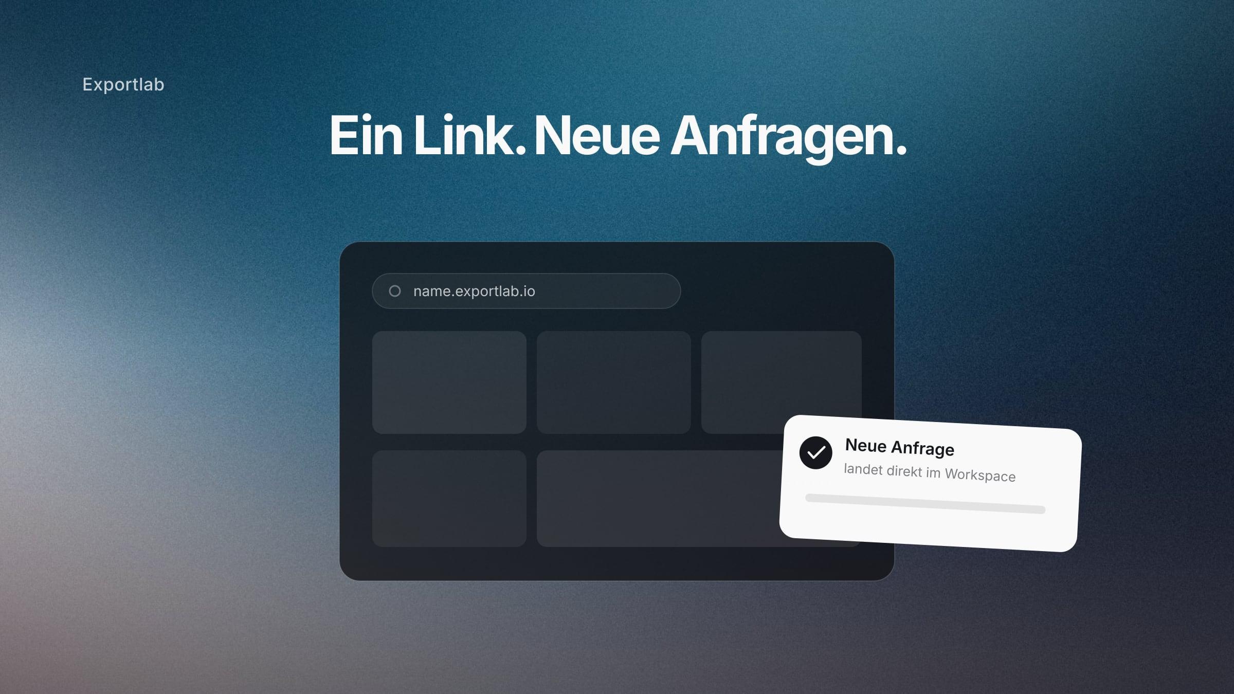 Portfolio für Fotografen – Headline mit öffentlichem Profil-Link und Anfrageformular auf dunklem Hintergrund