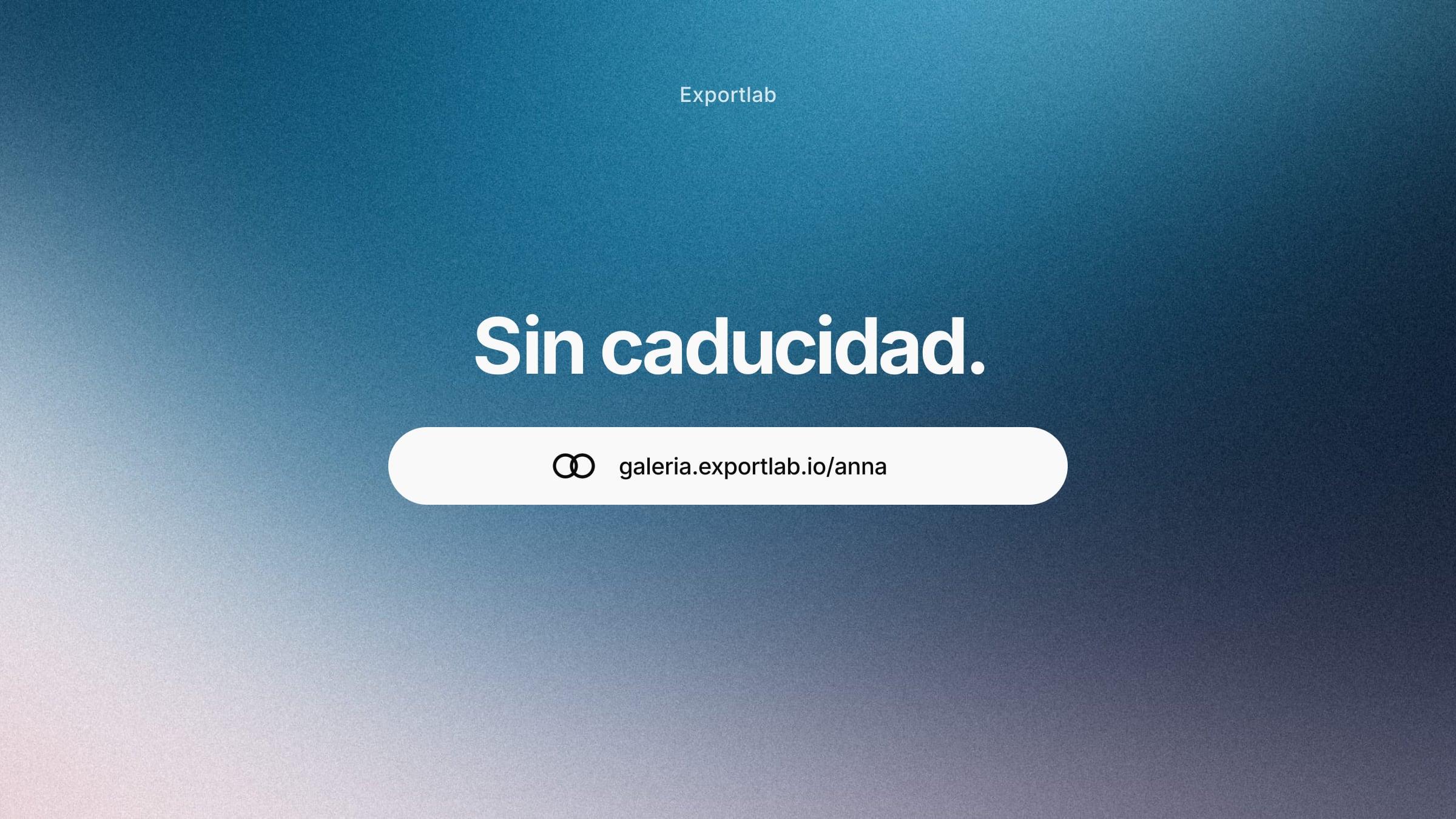 Sin caducidad – enlace permanente a la galería en una píldora blanca sobre degradado azul